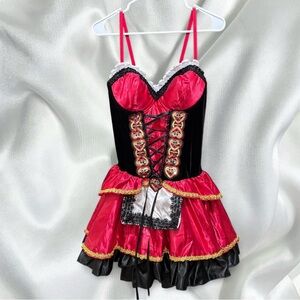 Vibrant Red and Black Lace-Up pirate costume
